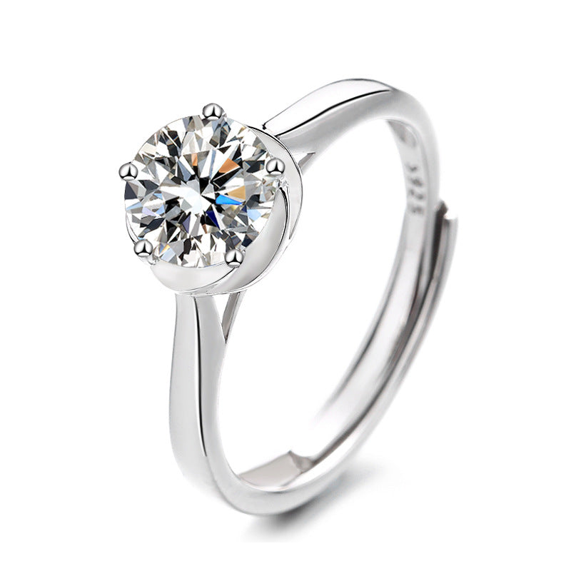 1 Carat Round Cut Moissanite Solitaire Diamond Ring