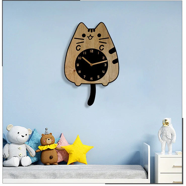 Hanging Tail Cat Silent Pendulum Clock – Playful & Charming Design