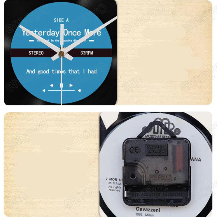 Reverse Vinyl Record Silent Wall Clock — 12" Retro