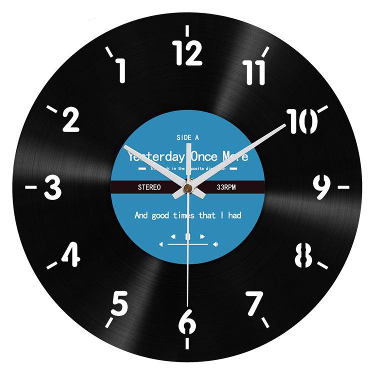 Reverse Vinyl Record Silent Wall Clock — 12" Retro