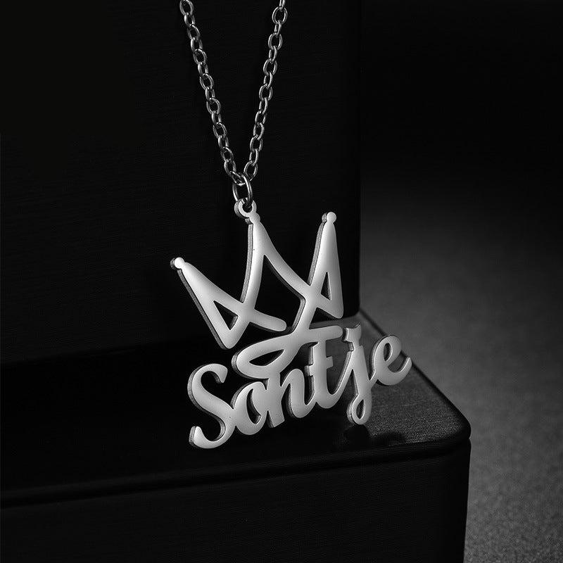 Hiphop Crown Personalized Name Necklace