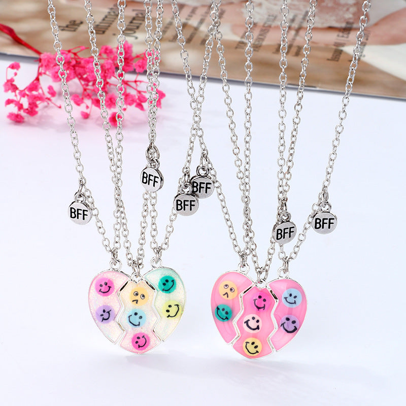 Magnetic Hearts Bff Friendship Necklaces Set for 3