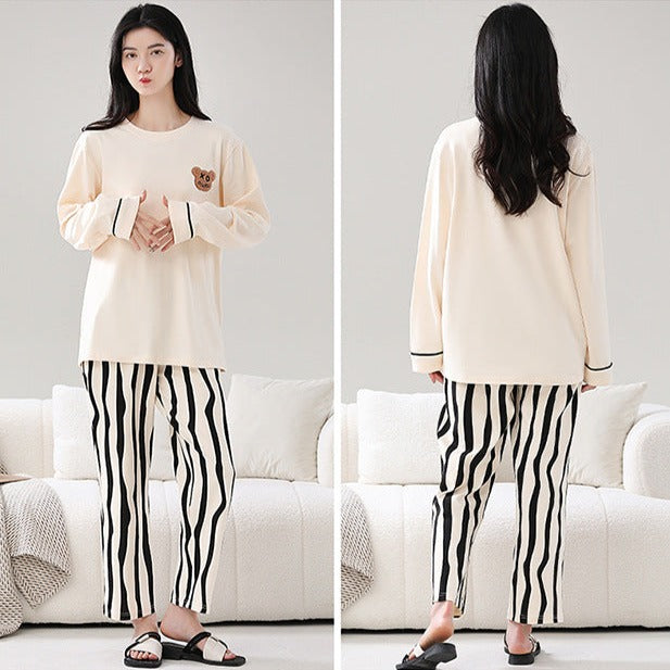 Matching Couples Long Sleeve Pajamas Cotton PJs Set