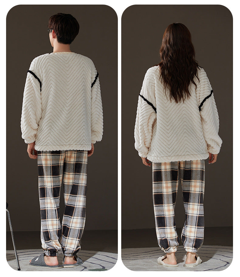 Matching Flannel Winter Couples Pajamas Set for 2