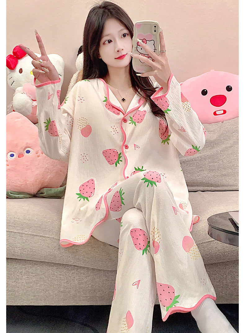 Strawberry Pattern Pajamas Set 100% Organic Cotton