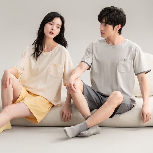 Men and Women Summer Pajamas Set 100% Cotton