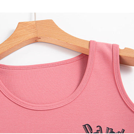 Pure Cotton Summer Sleeveless 2-Piece Pajamas Set