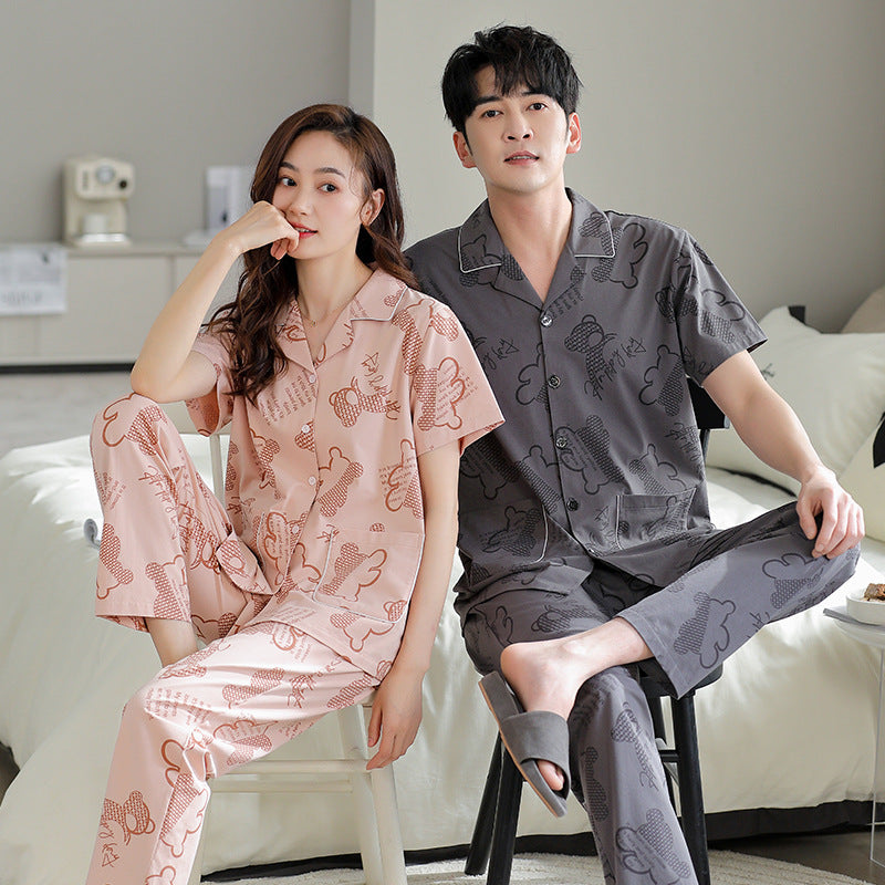 Matching Stylish Sleepwear Set for Young Couples 100% Cotton