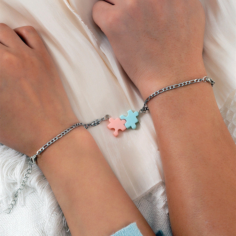 Engraved Puzzle Promise Bracelets for Him and Her