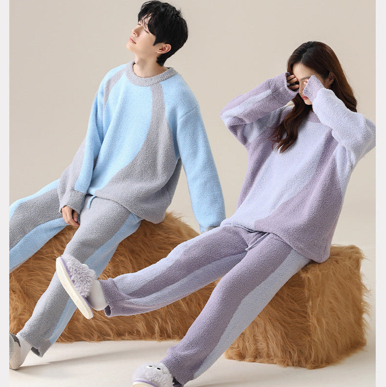 4-Piece Warm Pajamas/Loungewear Set for Couples