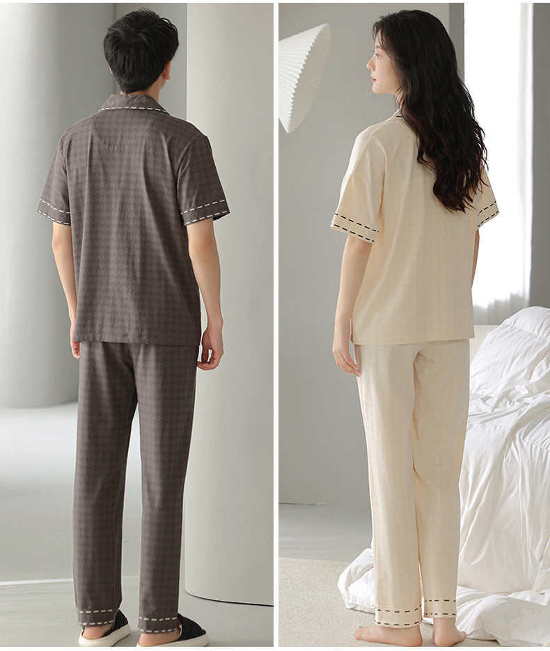 Matching Breathable Cotton Pajamas Set for Couples