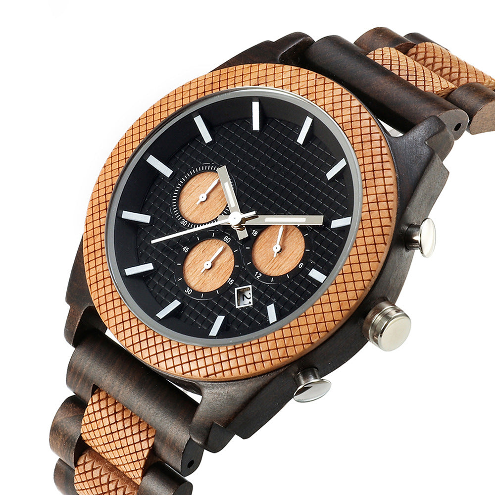 Mens Wood Analog Watch with Customized Engraving