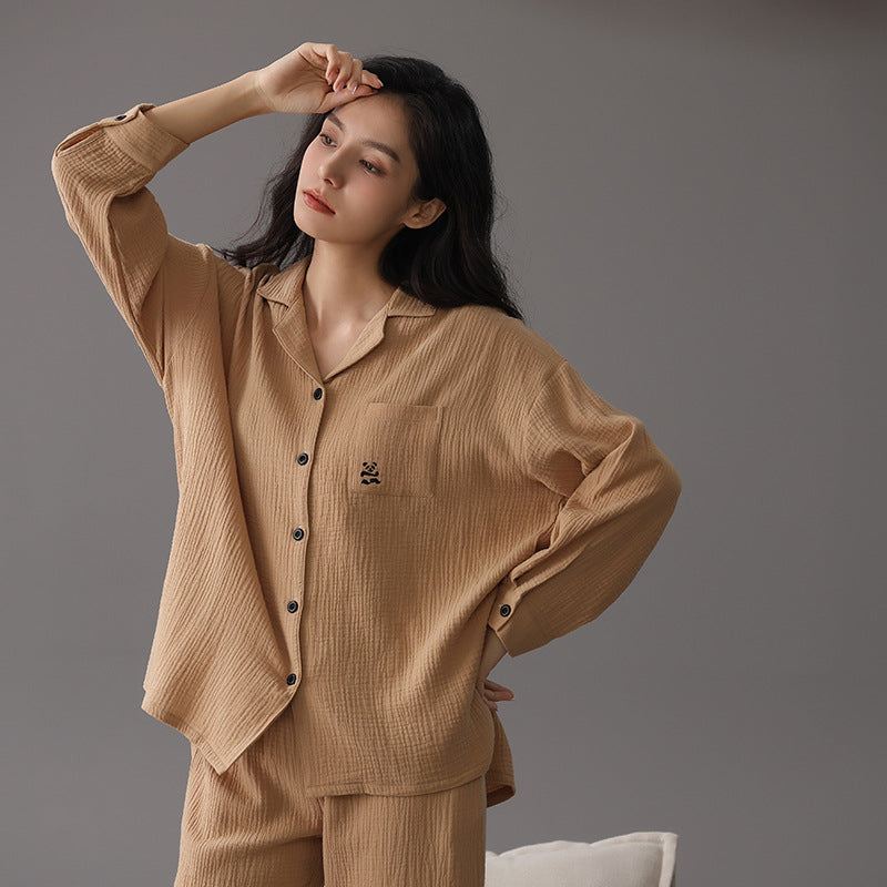 Modern Button-Front Pajamas for Couples - A-grade Cotton