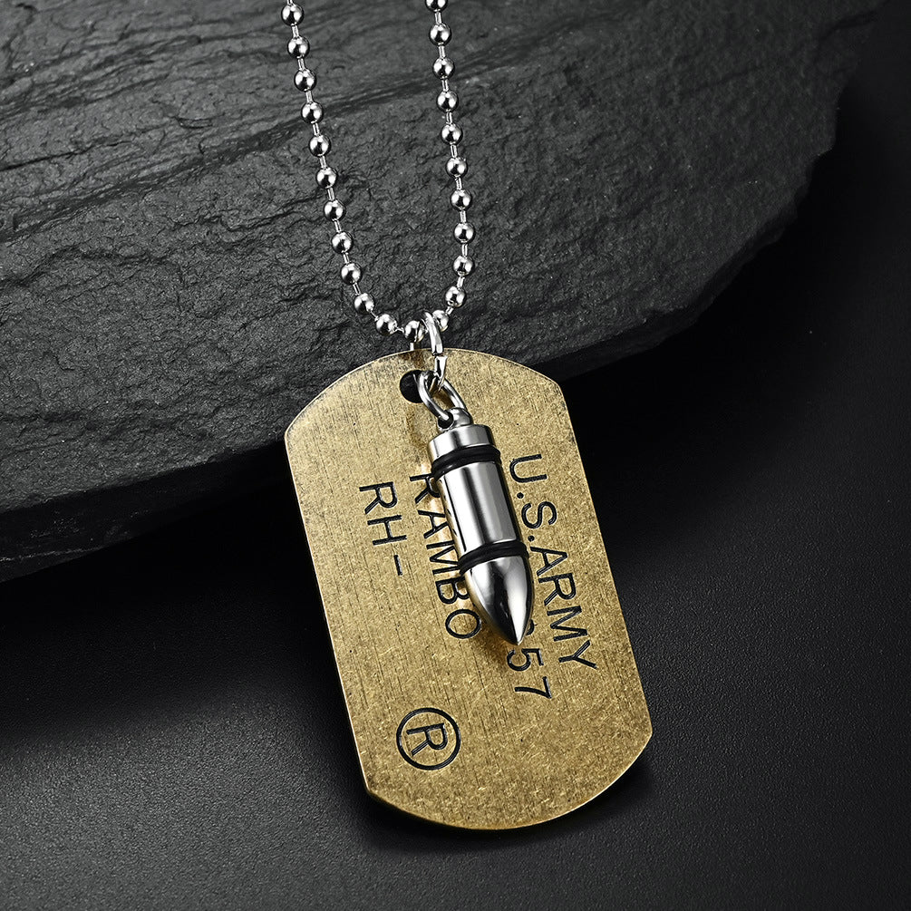 Customized Urn Bullet Military Name Tag Necklace for Men