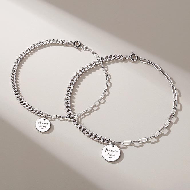 Forever Love Engraved Promise Bracelets Set