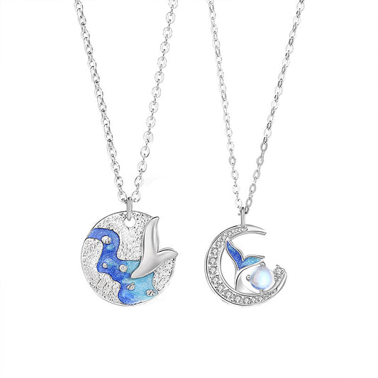 Mermaid Moonstone Necklaces for Couples