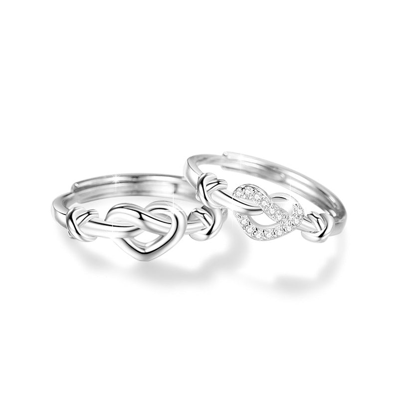 Engraved Love Knot Matching Rings for Couples