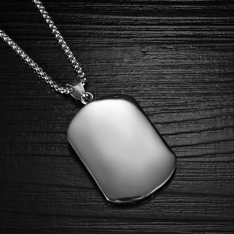 Custom Engraved Wolf Vertical Bar Necklace