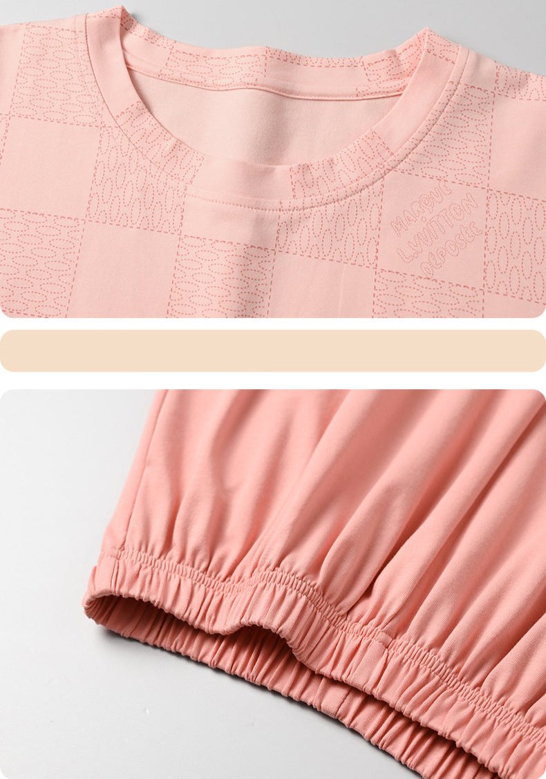 Round Neck Couples Pajamas Set 100% Cotton