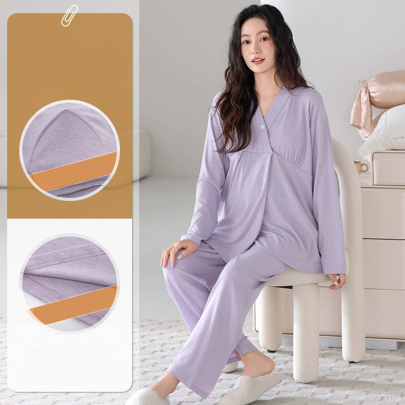 Soft Maternity Nursing Pajamas Set