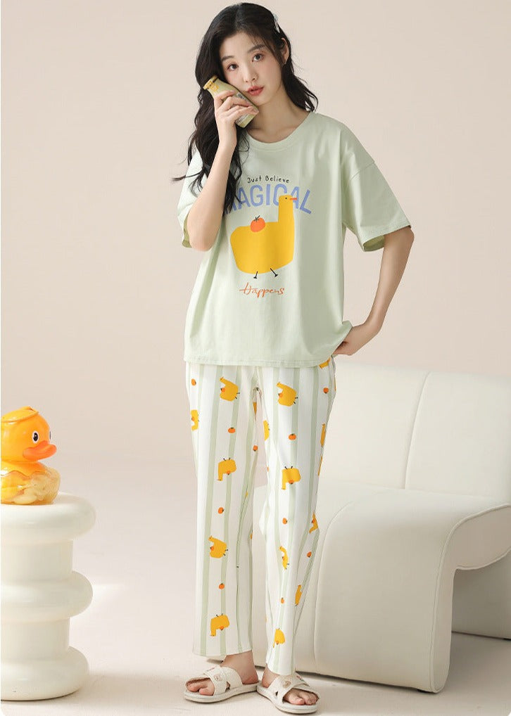 Cute Duck Pyjamas Set for Women - 100% Cotton