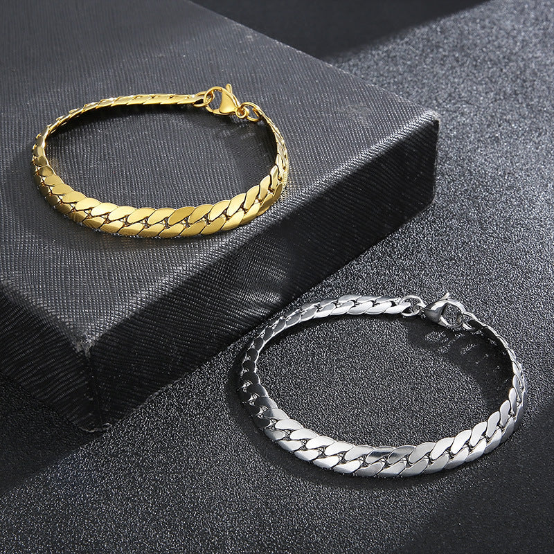 Mens Flat Chain Bracelet 20cm