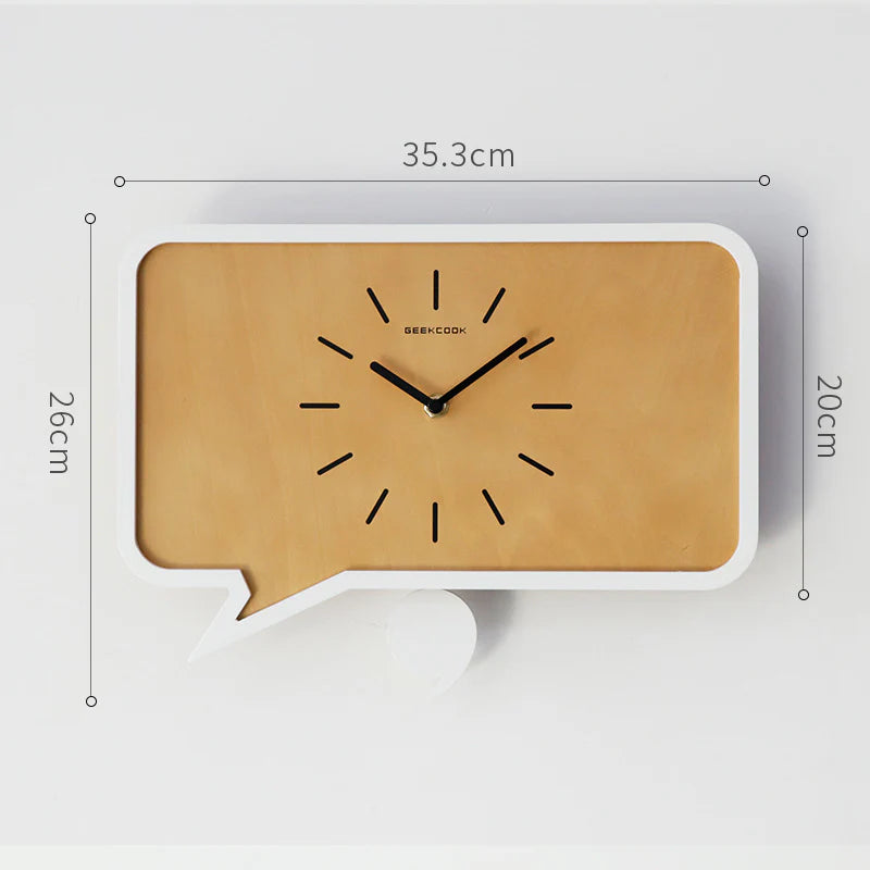 Minimalist Comma Pendulum Silent Wall Clock — 12" MDF & ABS