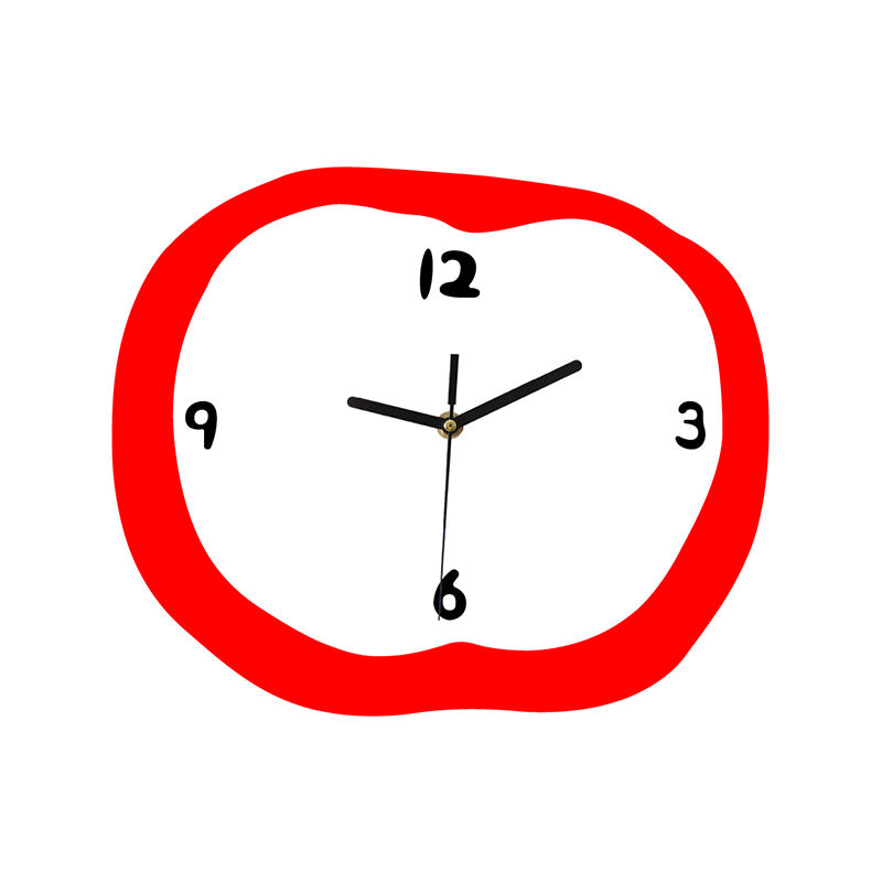 Odd Apple Shaped Silent Wall Décor Clock – Playful & Whimsical Design