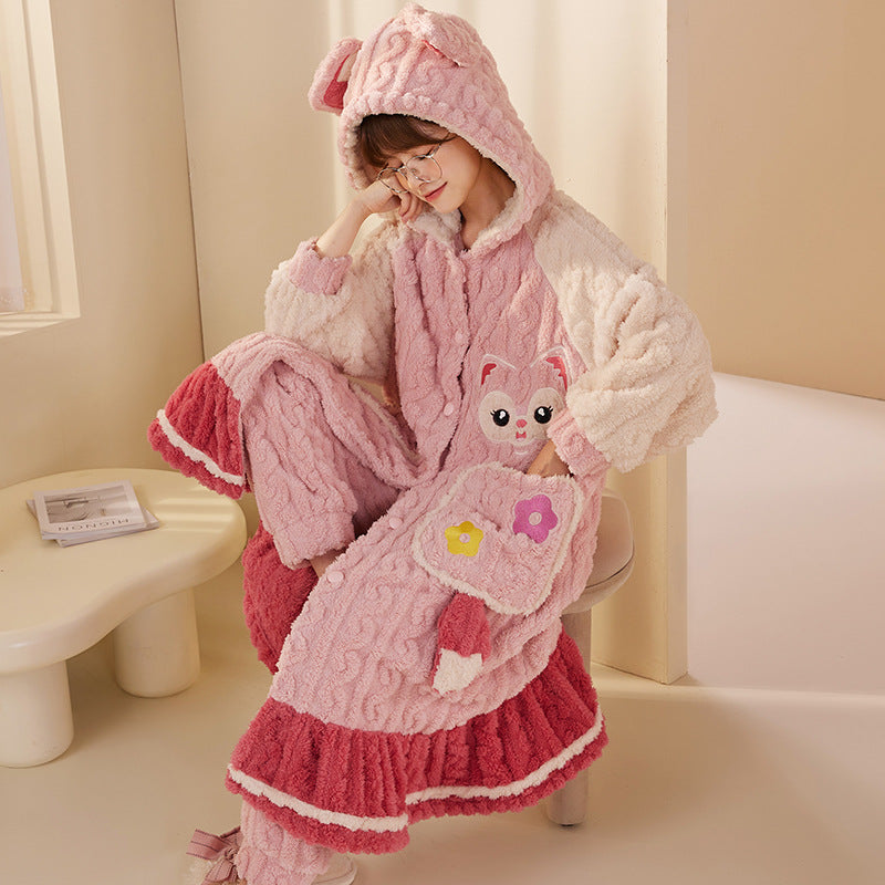 Winter Holiday Flannel Pajamas Set for Women