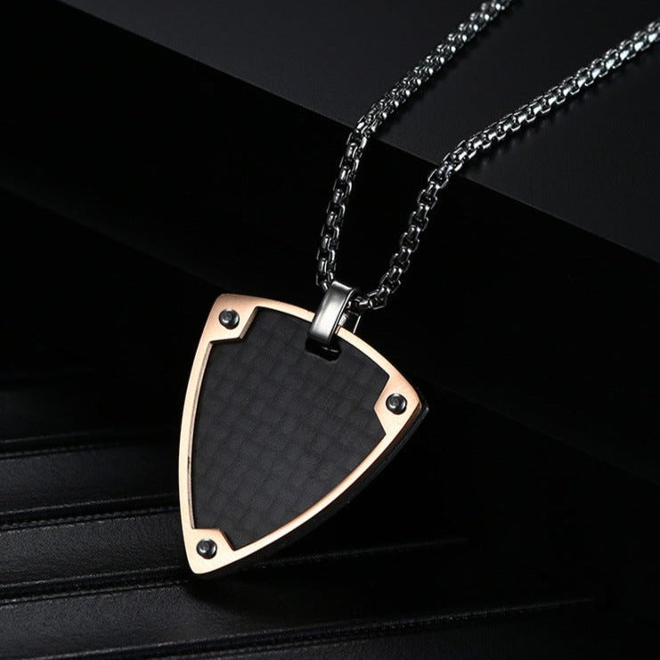 Custom Shield Army Pendant Mens Necklace