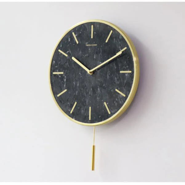 Natural Marble Pendulum Silent Wall Clock (14")