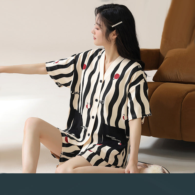 Two-Piece Button Up Short Pajama Set - 100% Cotton