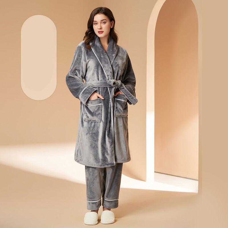 100% Flannel 4 Piece Long Robe Set for Couples