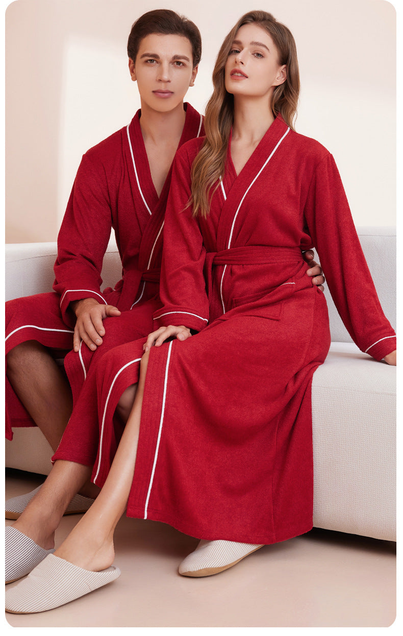 2-Piece Thickened Flannel Long Robes Nightgown Set