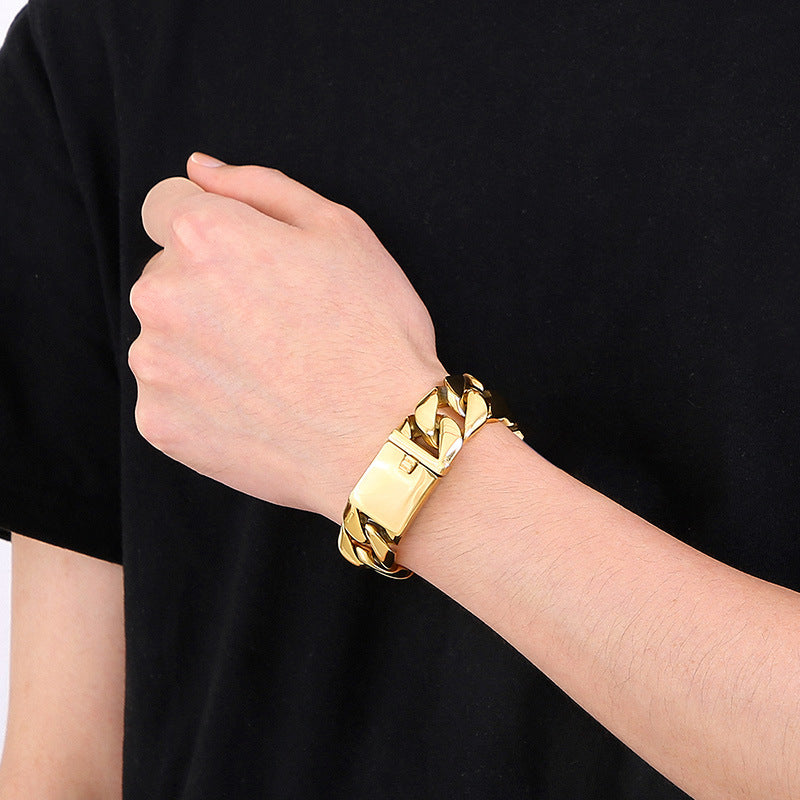 Cuban Chain Mens Bracelet with Names Engraved