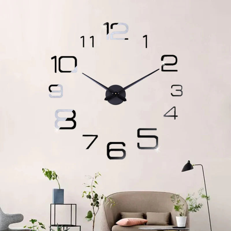 DIY Sticker Long Hands Wall Clock – Customizable & Silent Design