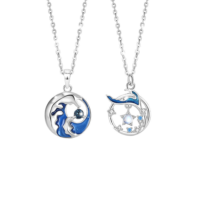 Ocean Theme Matching Necklaces Set - Sterling Silver