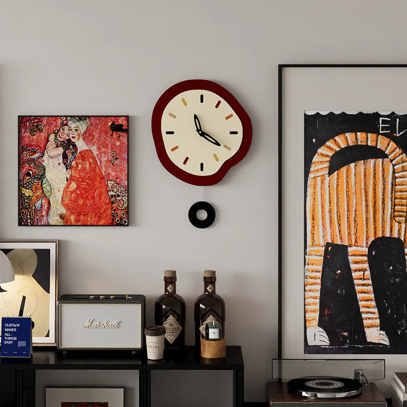 Unique Shaped Silent Pendulum Wall Clock — 33×35 cm (Acrylic)