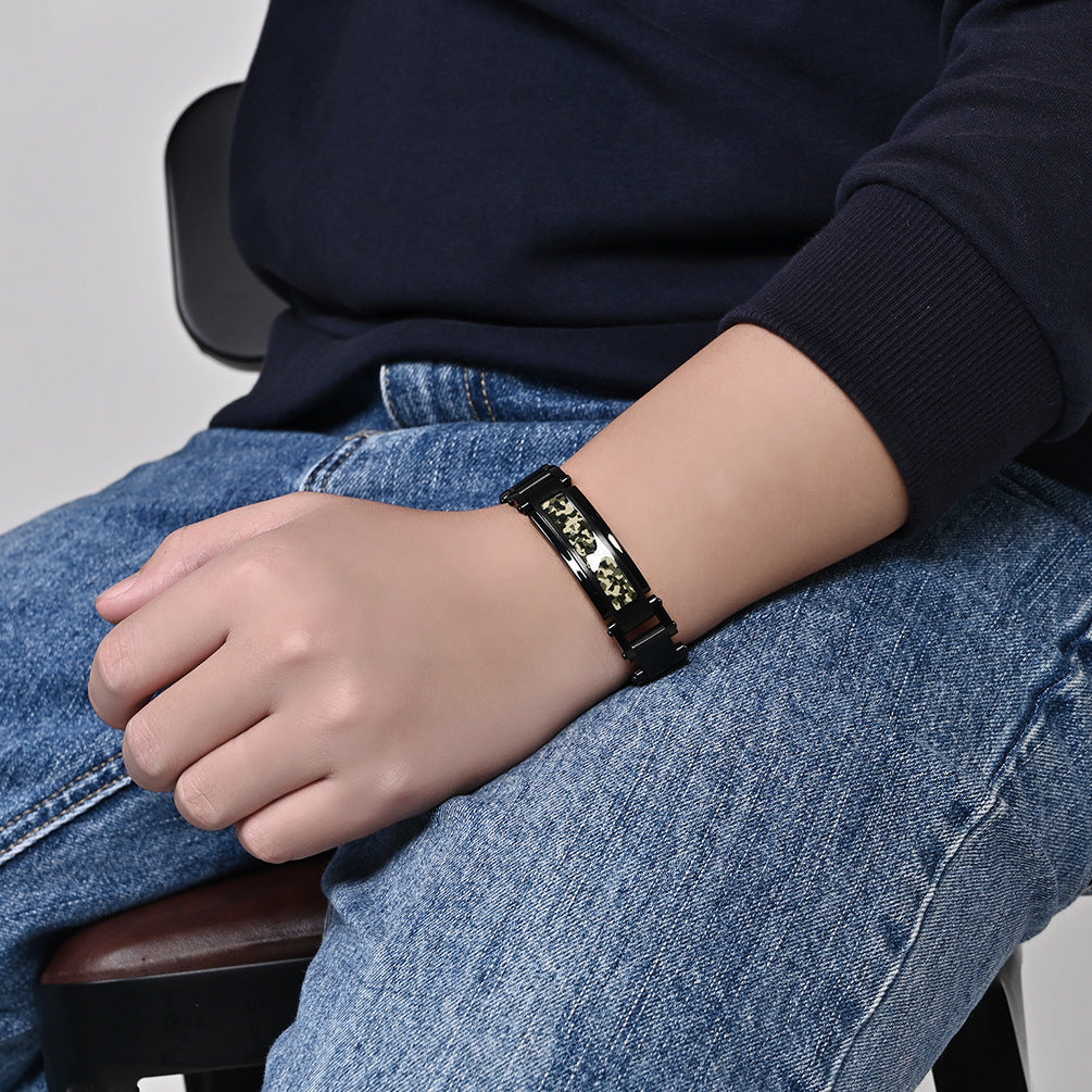 Mens Bracelet with Names Engraved 8.5 Inches Steel