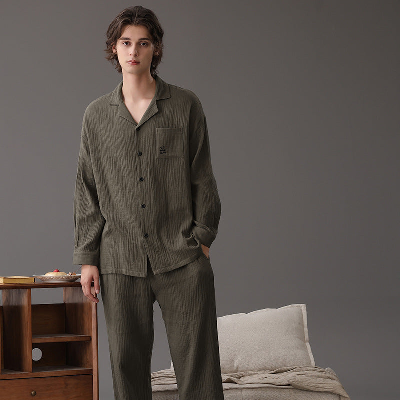 Modern Button-Front Pajamas for Couples - A-grade Cotton
