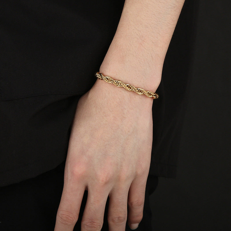 Name Initials Mens Chain Bracelet 22cm Stainless Steel
