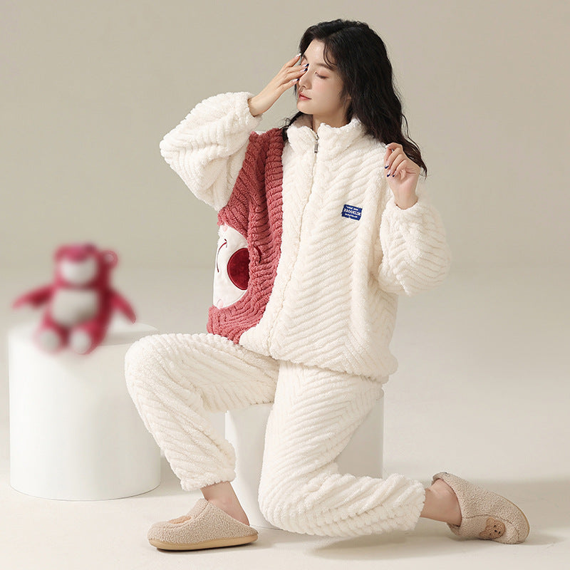 Couples Matching Thick Fleece Pajamas Set