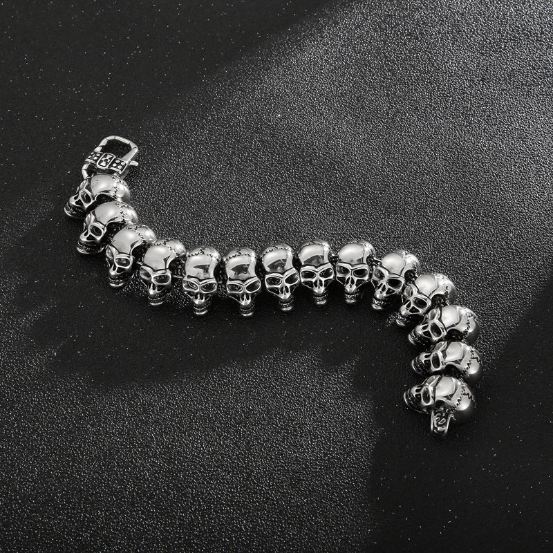 Name Initials Mens Skull Bracelet 22cm