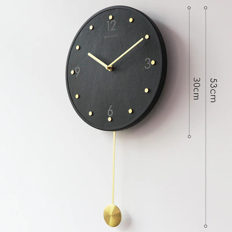 Natural Marble Pendulum Silent Wall Clock (12")