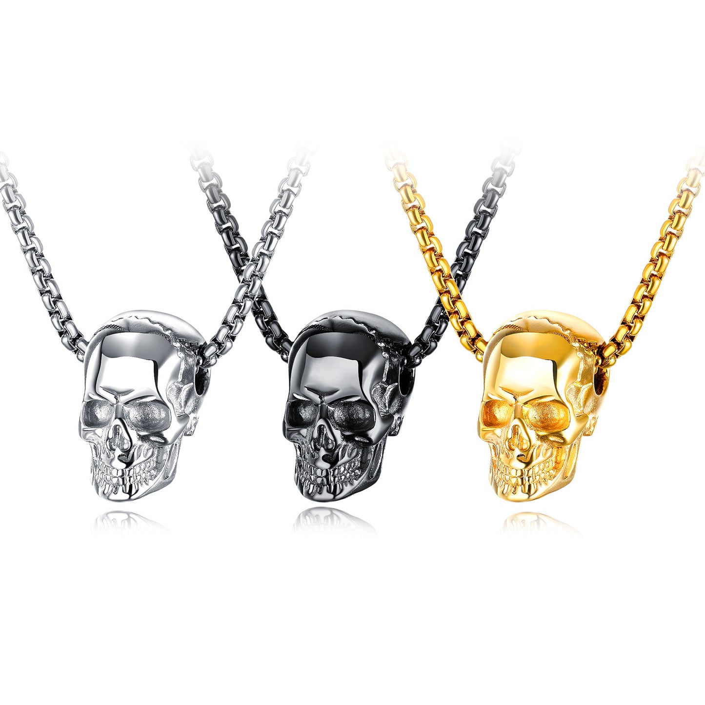 Custom Engravable Skull Necklace for Men