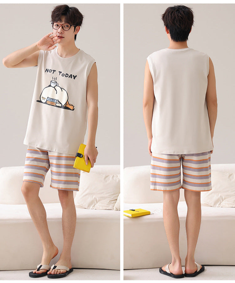 Cute Matching Summer Couple Pajamas - Short-sleeve 100% Cotton