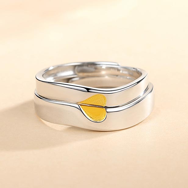 Custom Engraved Half Heart Wedding Bands for 2
