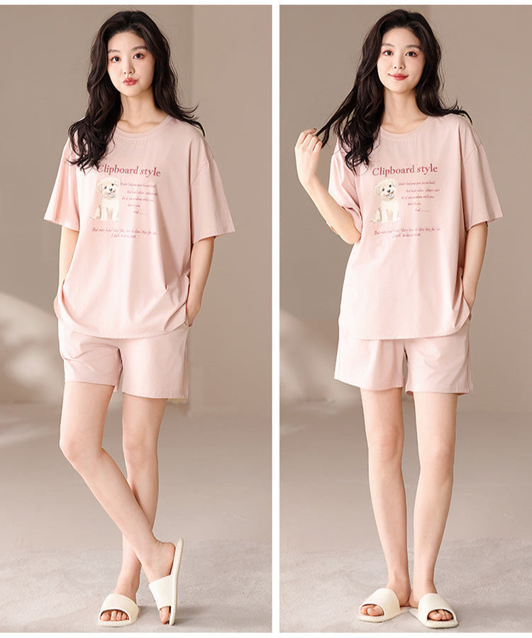 Cute Puppy Korean Style Couple Pajamas - Soft Modal