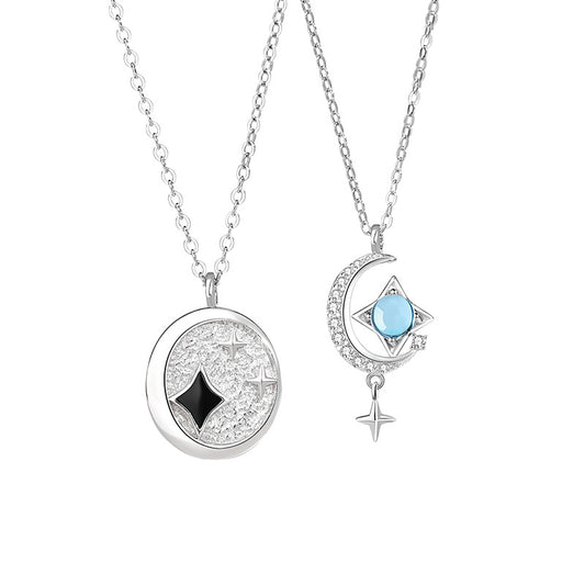 Matching Star and Moon Pendants for Couples