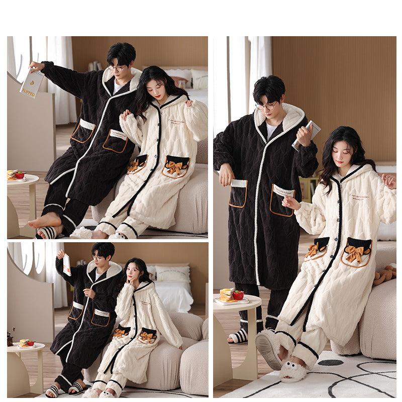 Winter Long Pajamas for Couples - 100% Coral Flannel